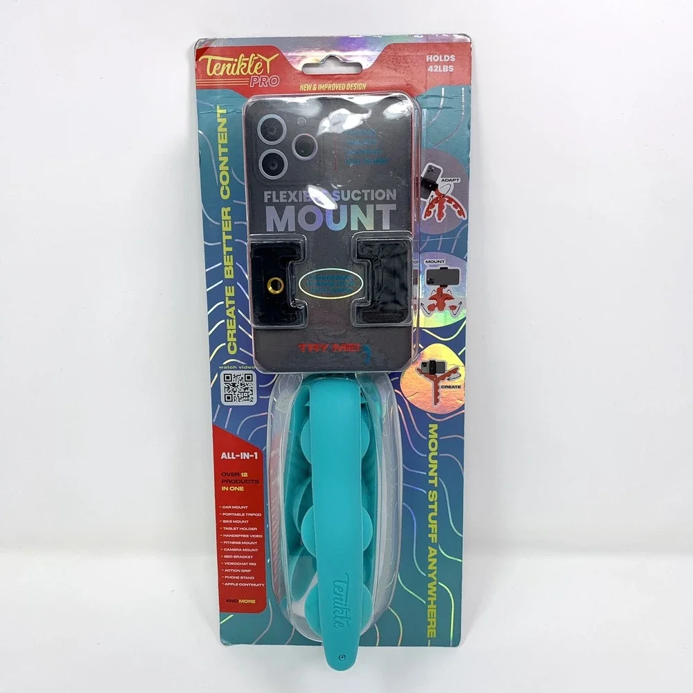 Tenikle Pro Flexible Tripod Bendable Suction Cup Camera & Phone Mount Teal